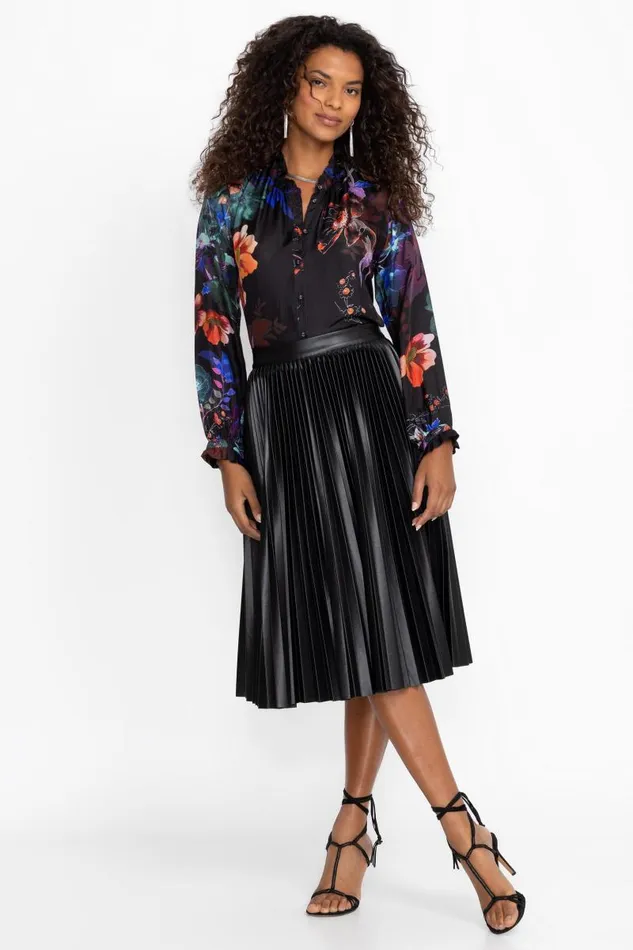 Women Tops Johnny Was JOLENE RUFFLE BLOUSE Midnight Scarf Print