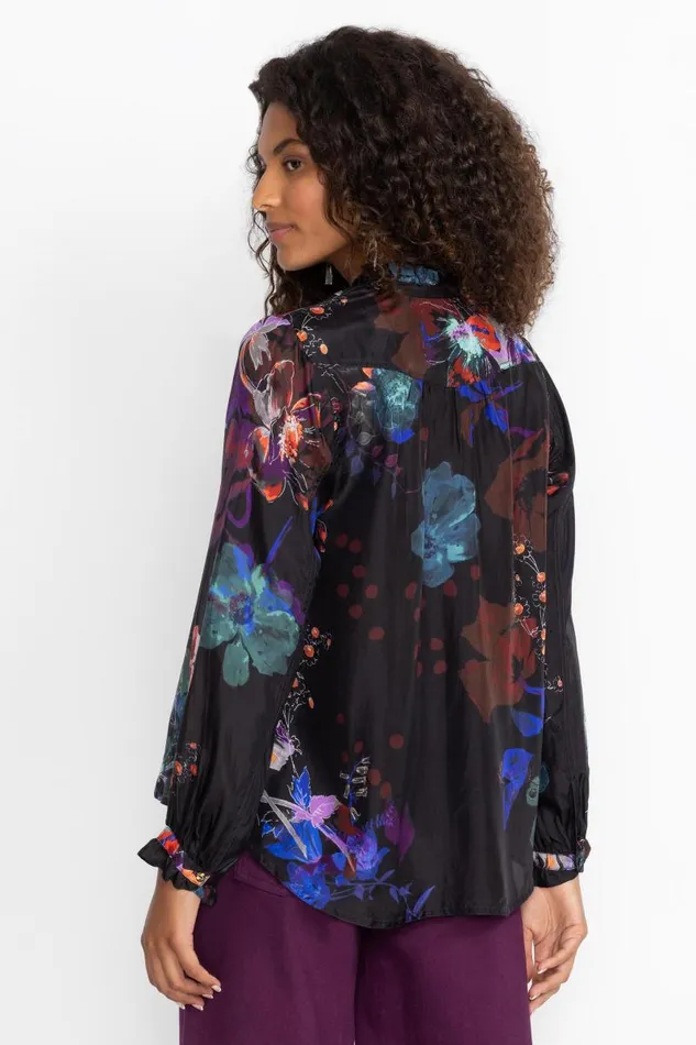 Women Tops Johnny Was JOLENE RUFFLE BLOUSE Midnight Scarf Print