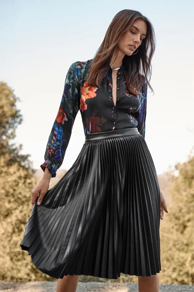 Women Tops Johnny Was JOLENE RUFFLE BLOUSE Midnight Scarf Print