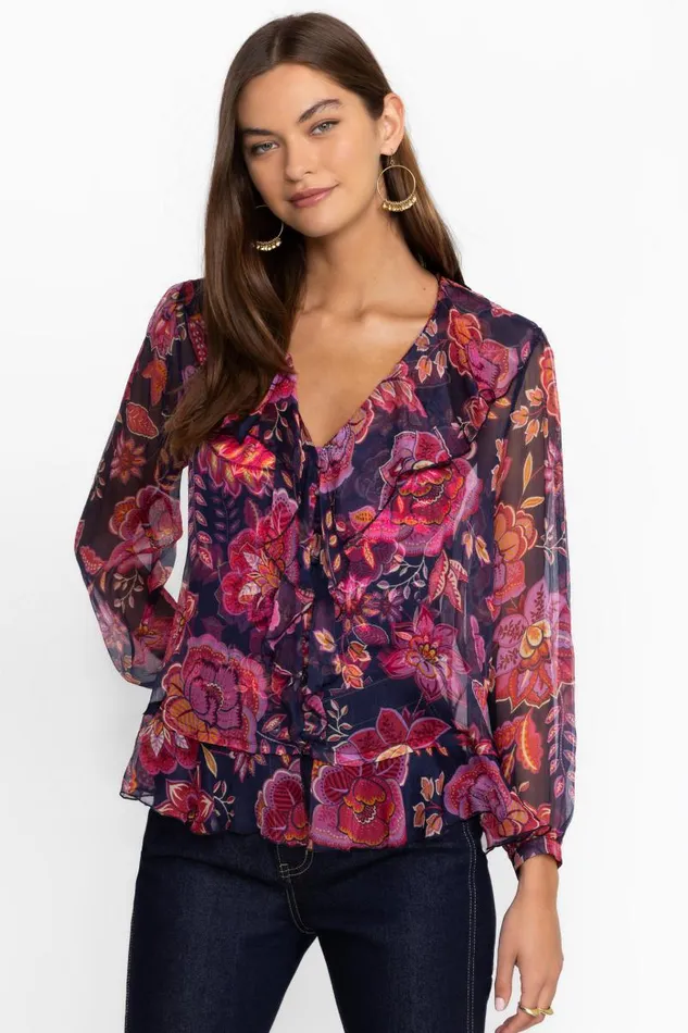 Women Tops Johnny Was KIKO RUFFLE BLOUSE Petria