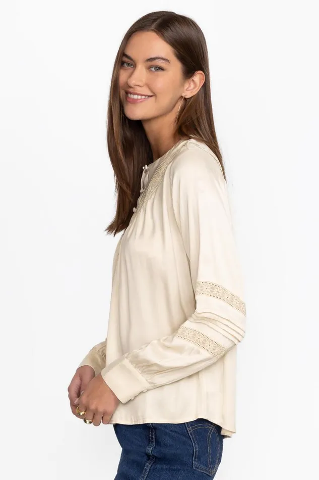 Women Tops Johnny Was PLEATED BUTTON DOWN TOP WITH SHIRRING Shell