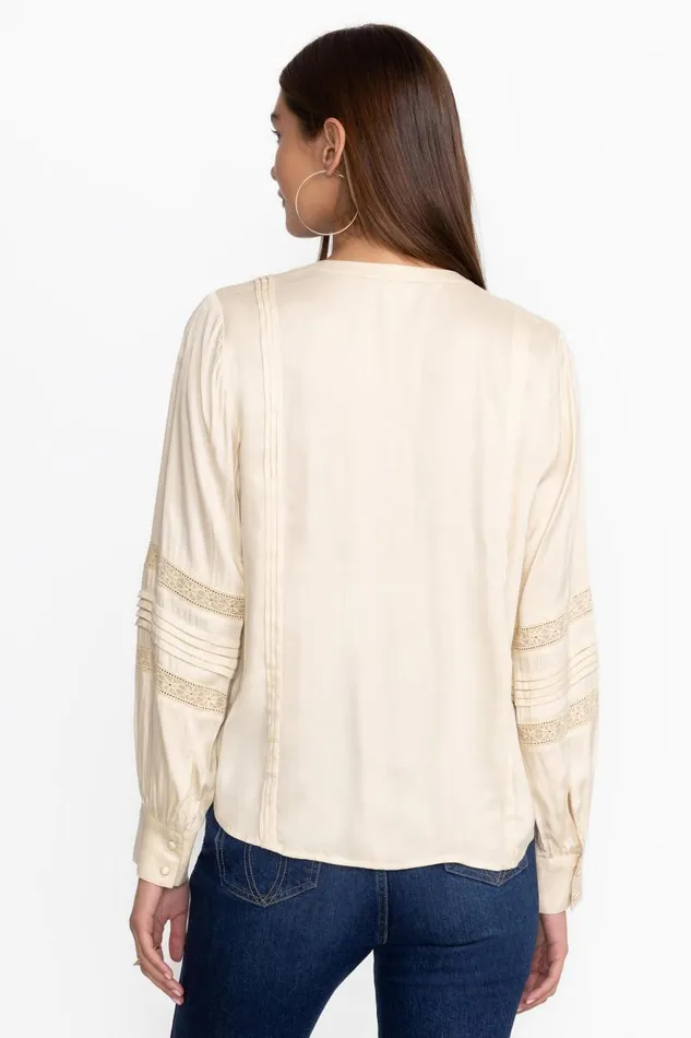 Women Tops Johnny Was PLEATED BUTTON DOWN TOP WITH SHIRRING Shell