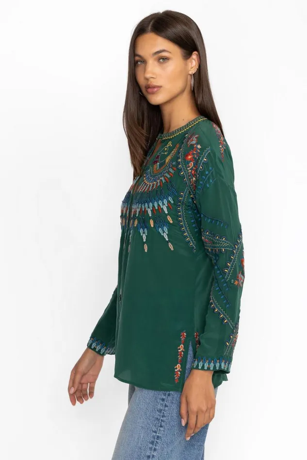 Women Tops Johnny Was THE AUDREY MANDARIN TUNIC Rain Forest