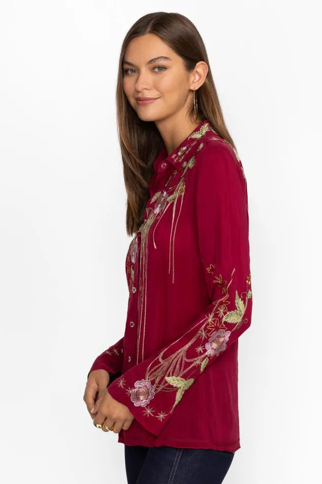 Women Tops Johnny Was VINTAGE BUTTON DOWN SHIRT Cerise Women Tops Johnny Was VINTAGE BUTTON DOWN SHIRT Cerise