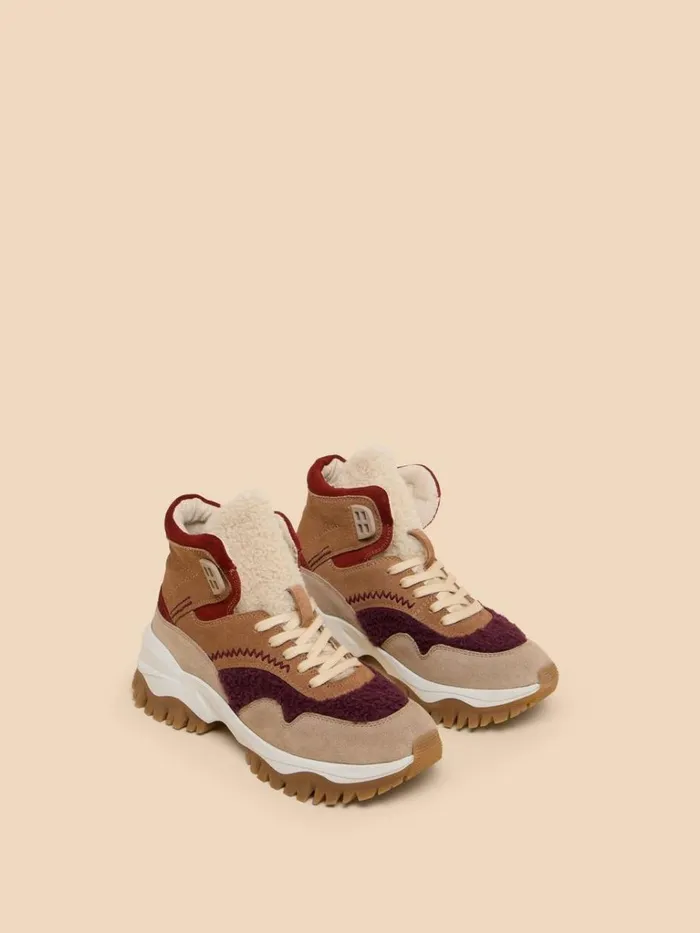 Women TRAINERS White Stuff Chunky Suede HiTop Trainer Tan Multi