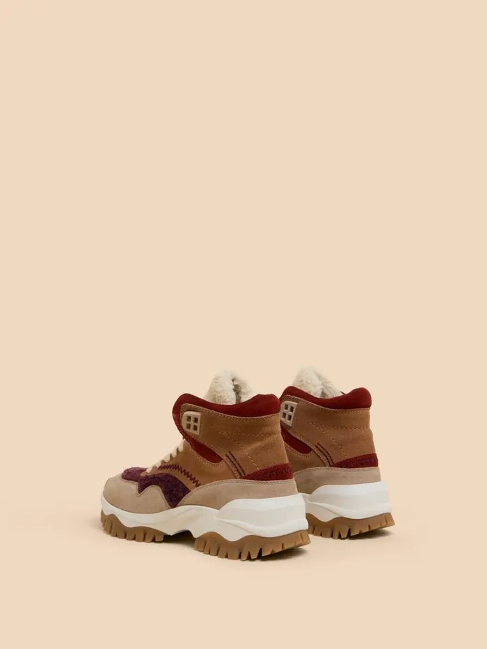 Women TRAINERS White Stuff Chunky Suede HiTop Trainer Tan Multi