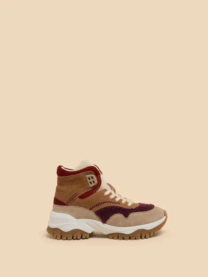 Women TRAINERS White Stuff Chunky Suede HiTop Trainer Tan Multi
