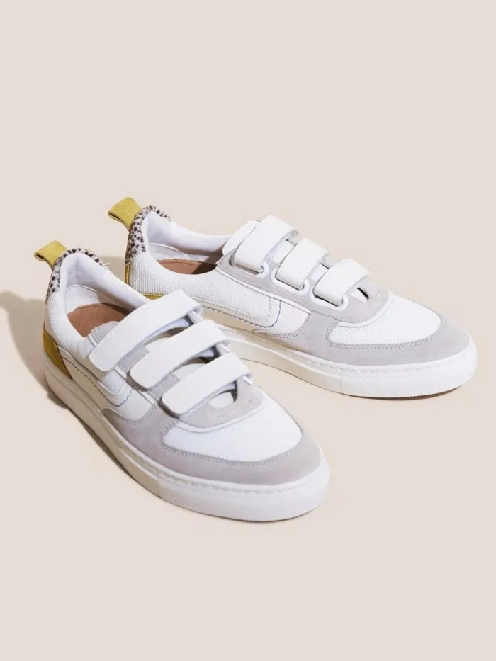 Women TRAINERS White Stuff Tabitha Velcro Leather Trainer White Multi
