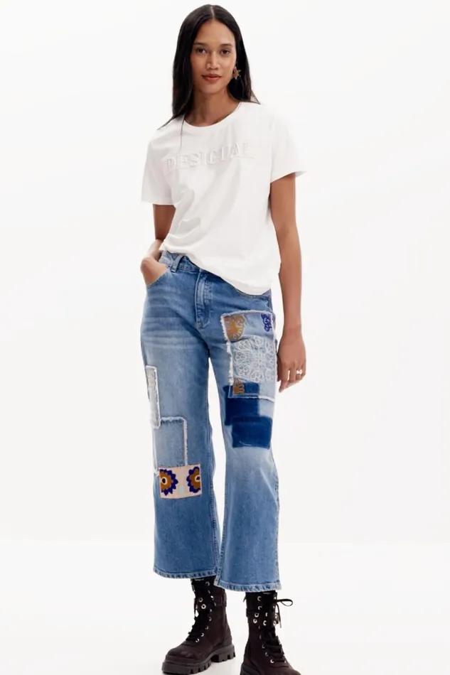 Women Trousers Desigual Patchwork Jeans