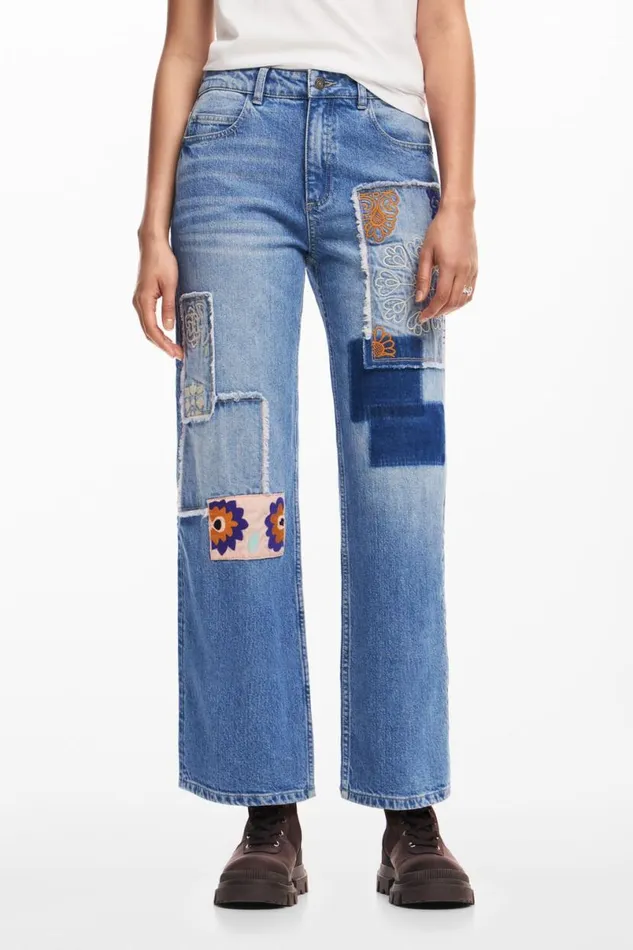 Women Trousers Desigual Patchwork Jeans