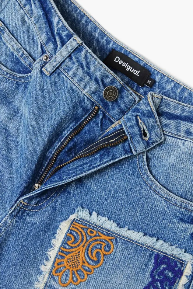 Women Trousers Desigual Patchwork Jeans