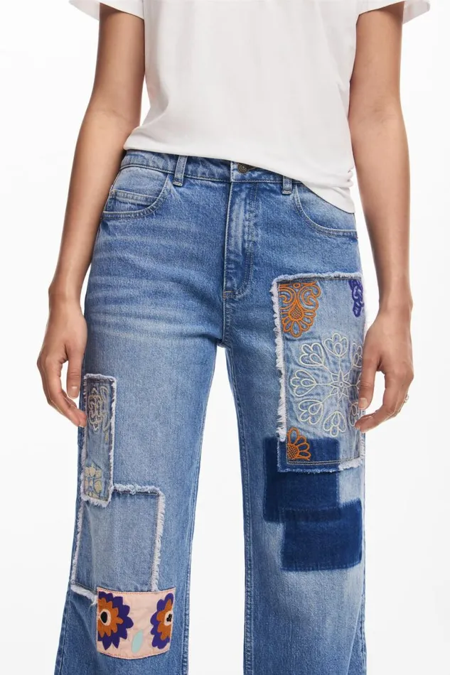 Women Trousers Desigual Patchwork Jeans