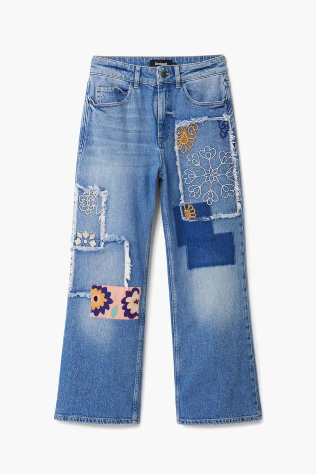Women Trousers Desigual Patchwork Jeans