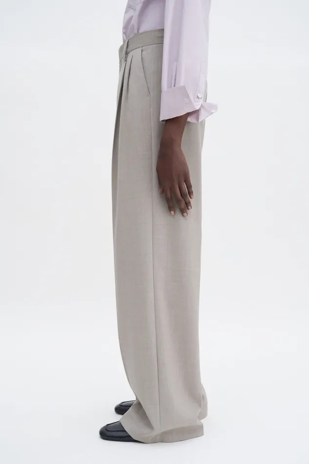Women Trousers filippak Darcey Wool Trousers Sage Melange