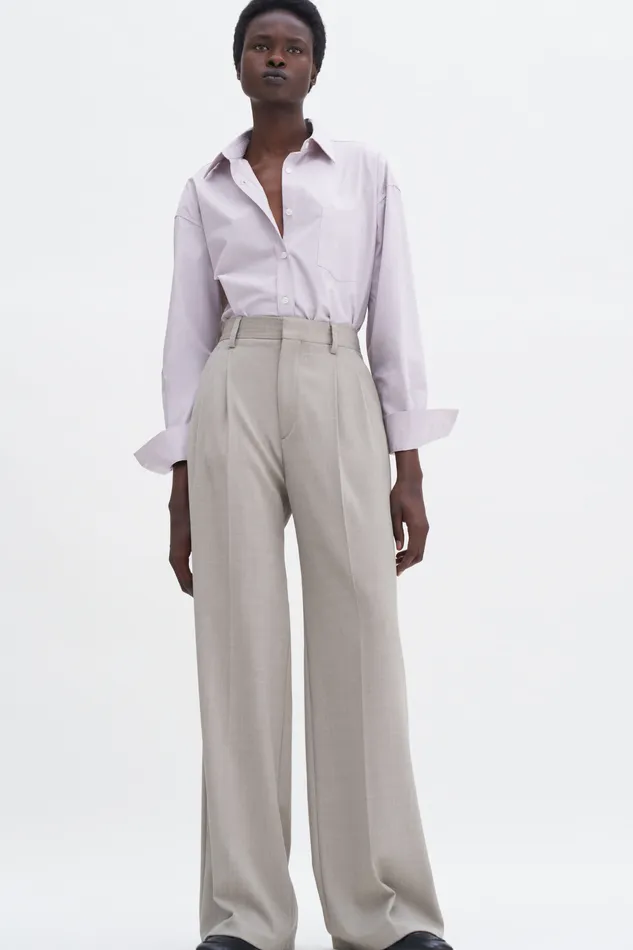 Women Trousers filippak Darcey Wool Trousers Sage Melange