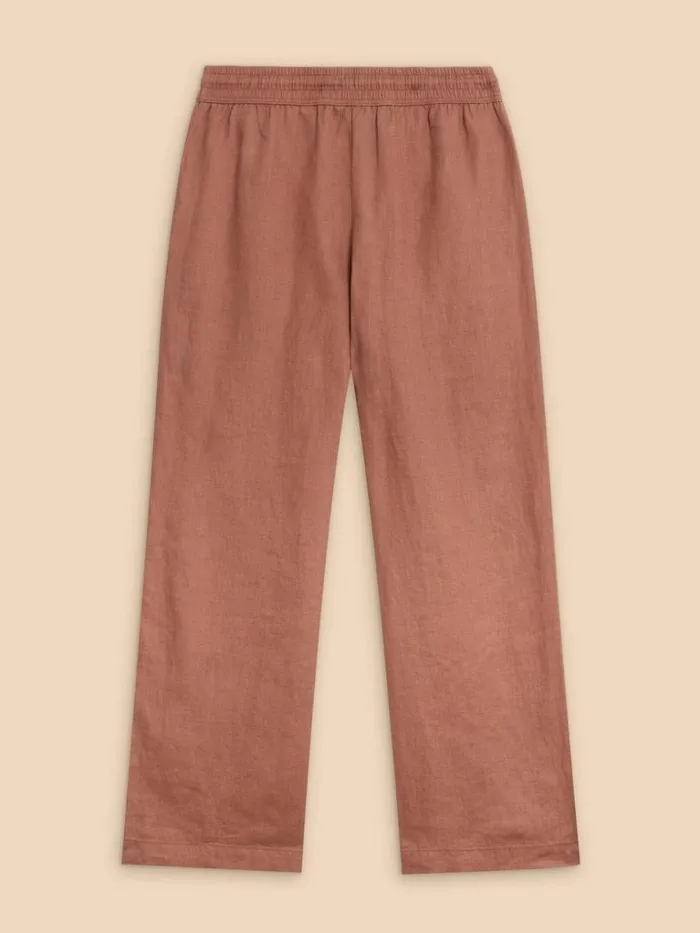 Women TROUSERS White Stuff Belle Linen Blend Wide Trouser Dark Tan Women TROUSERS White Stuff Belle Linen Blend Wide Trouser Dark Tan