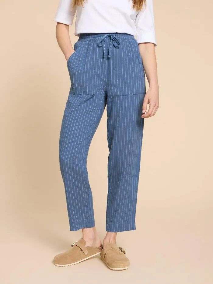 Women TROUSERS White Stuff Elle Linen Blend Trouser Blue Multi