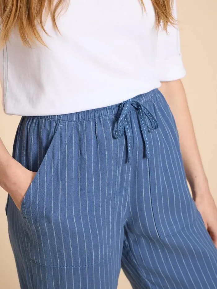 Women TROUSERS White Stuff Elle Linen Blend Trouser Blue Multi