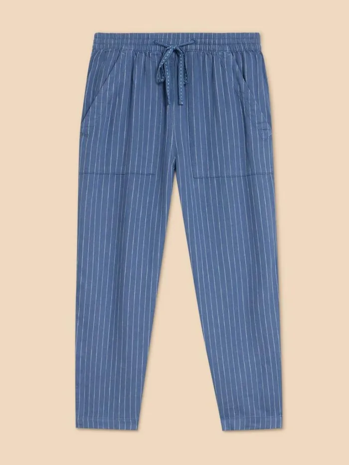 Women TROUSERS White Stuff Elle Linen Blend Trouser Blue Multi