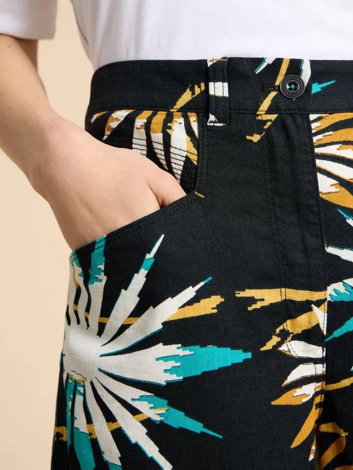 Women TROUSERS White Stuff Harper Linen Blend Trouser Black Print
