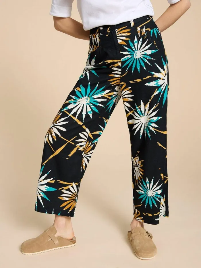 Women TROUSERS White Stuff Harper Linen Blend Trouser Black Print