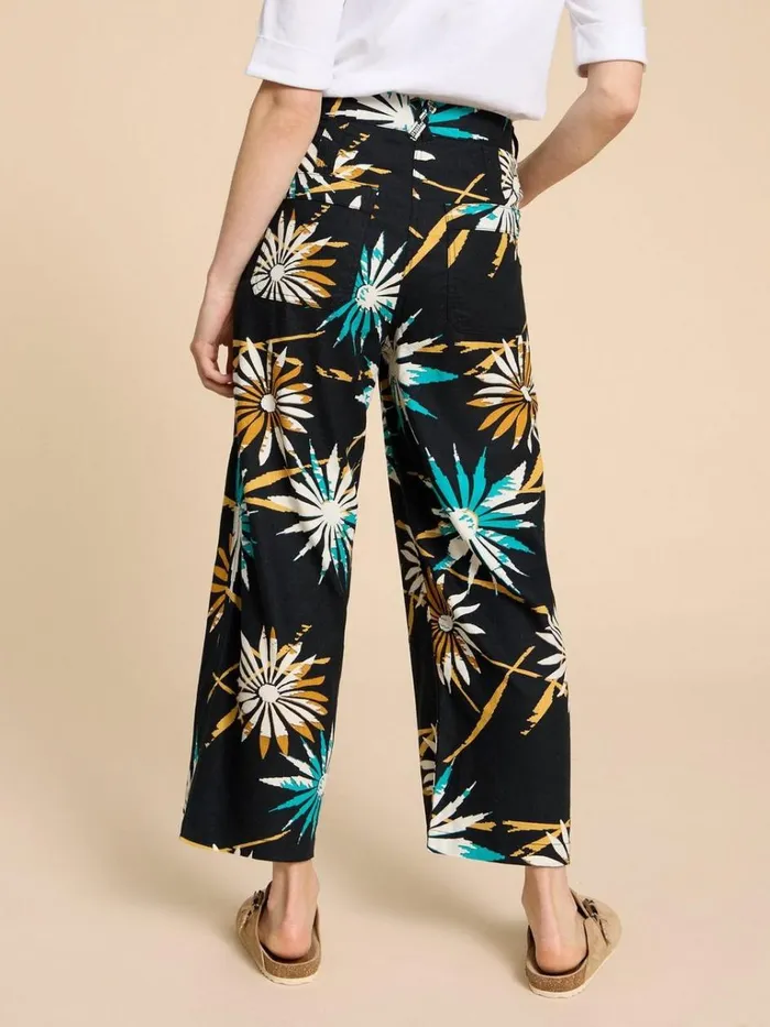 Women TROUSERS White Stuff Harper Linen Blend Trouser Black Print