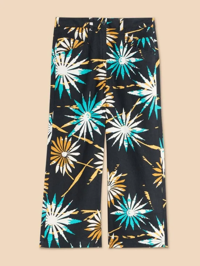 Women TROUSERS White Stuff Harper Linen Blend Trouser Black Print