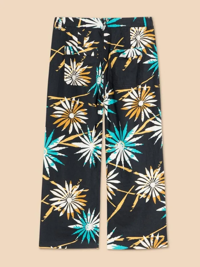 Women TROUSERS White Stuff Harper Linen Blend Trouser Black Print