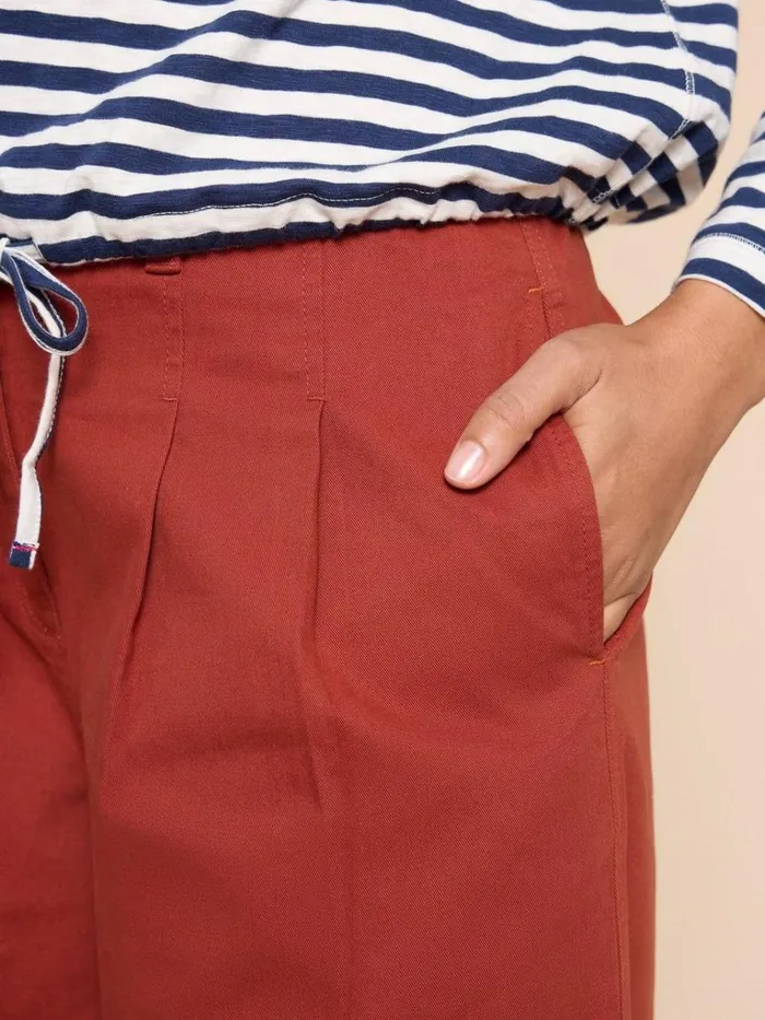Women TROUSERS White Stuff Samira Wide Leg Crop Trouser Dk Red