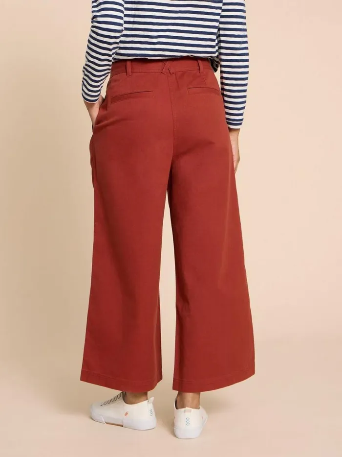 Women TROUSERS White Stuff Samira Wide Leg Crop Trouser Dk Red