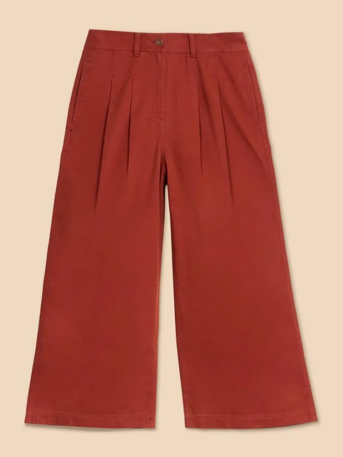 Women TROUSERS White Stuff Samira Wide Leg Crop Trouser Dk Red