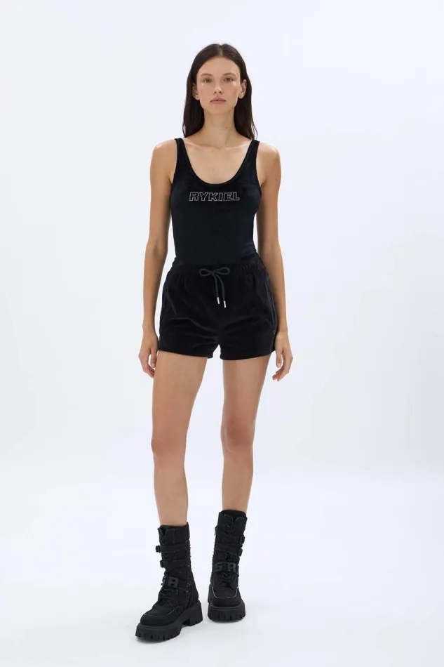 Women Velvet Bodysuit Black Black Sonia Rykiel Evening Tops