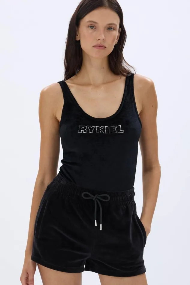 Women Velvet Bodysuit Black Black Sonia Rykiel Evening Tops