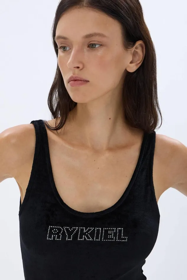 Women Velvet Bodysuit Black Black Sonia Rykiel Evening Tops