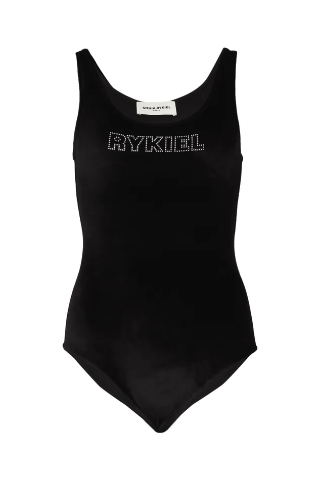 Women Velvet Bodysuit Black Black Sonia Rykiel Evening Tops