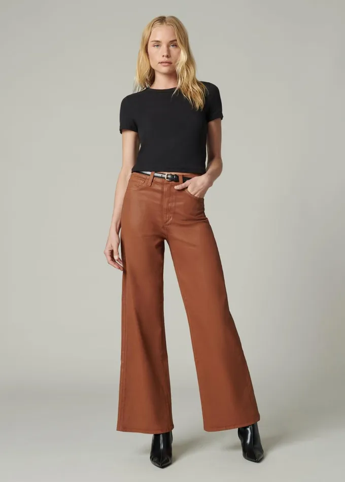 Women Wide Leg Joe039s Jeans THE MIA Leather Brown