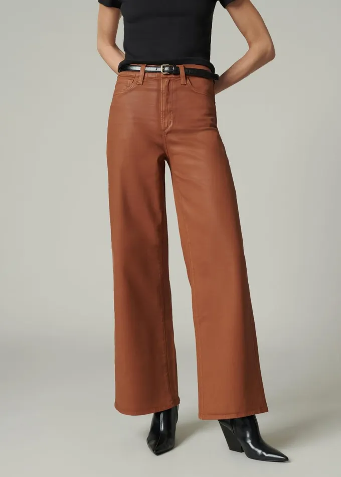Women Wide Leg Joe039s Jeans THE MIA Leather Brown