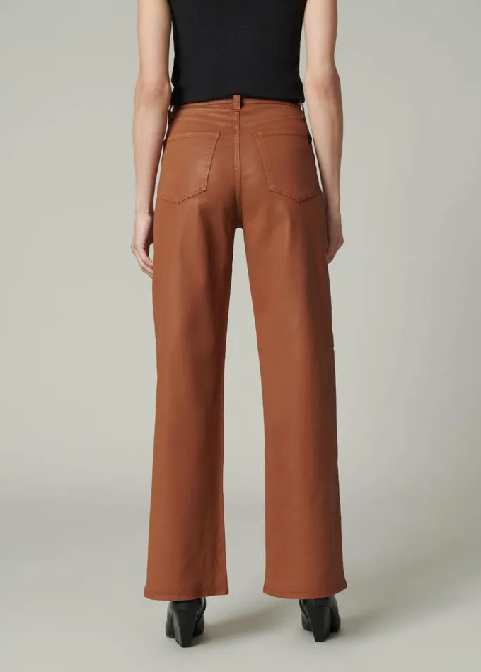 Women Wide Leg Joe039s Jeans THE MIA Leather Brown