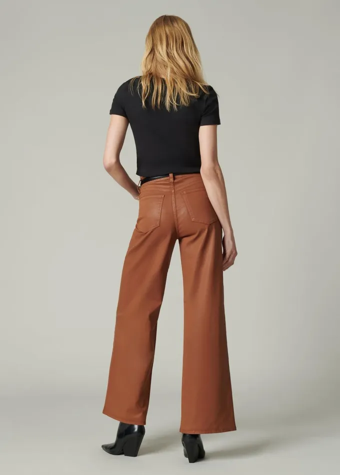 Women Wide Leg Joe039s Jeans THE MIA Leather Brown