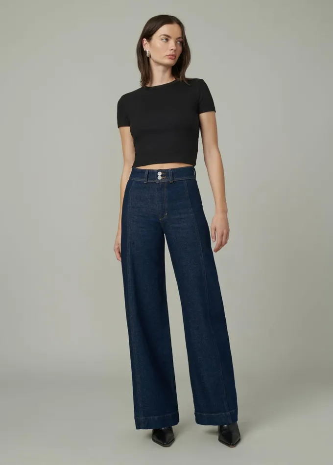 Women Wide Leg Joe039s Jeans THE SEAMED DENIM TROUSER Rinse