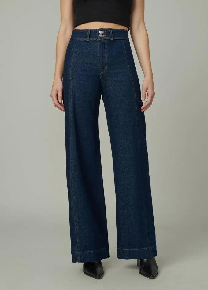 Women Wide Leg Joe039s Jeans THE SEAMED DENIM TROUSER Rinse
