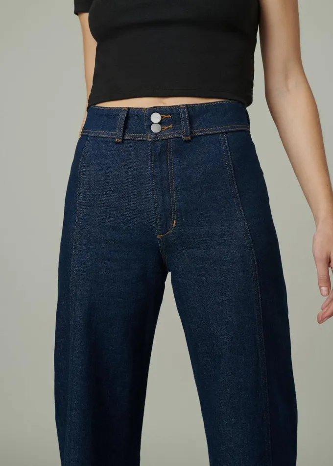 Women Wide Leg Joe039s Jeans THE SEAMED DENIM TROUSER Rinse