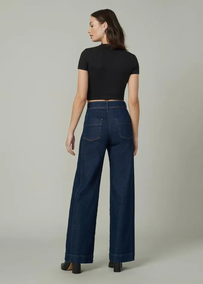 Women Wide Leg Joe039s Jeans THE SEAMED DENIM TROUSER Rinse