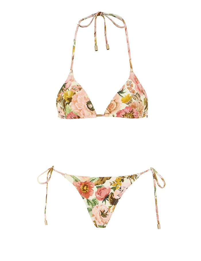 Women Zimmermann Bikinis Golden Mini Tri Bikini Pink Rose