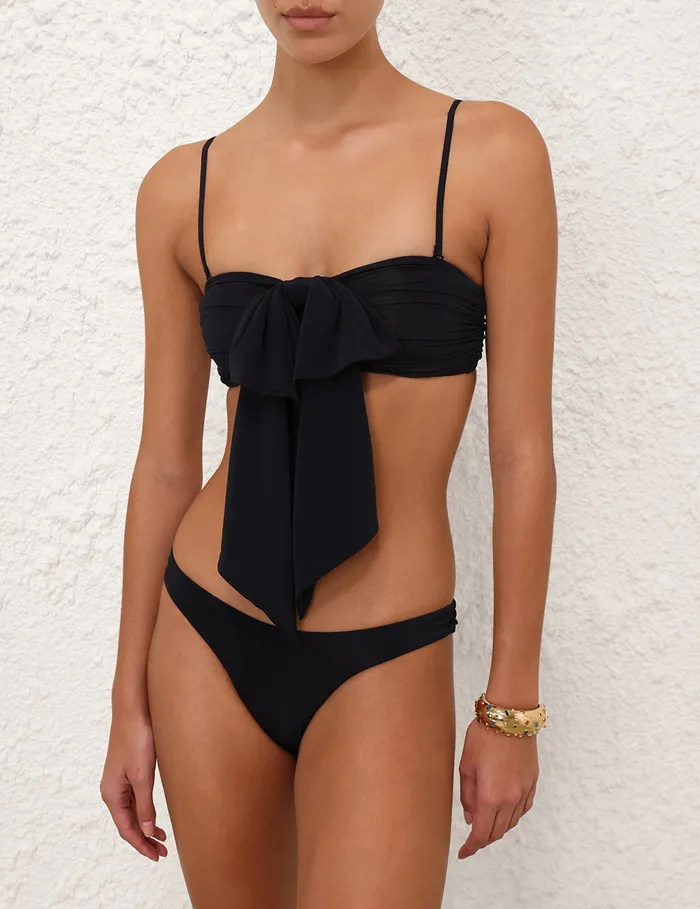 Women Zimmermann Bikinis Tallow Drape Bow Bikini Top Black