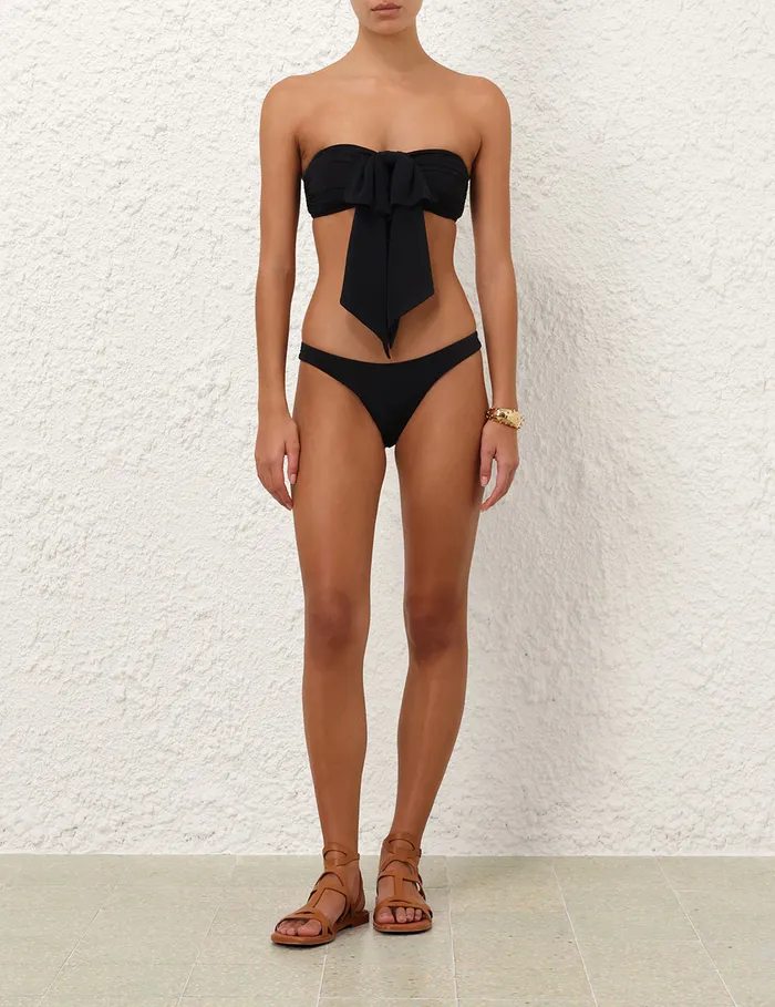 Women Zimmermann Bikinis Tallow Drape Bow Bikini Top Black