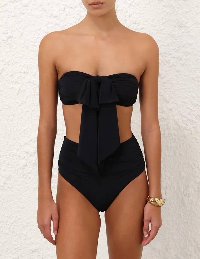 Women Zimmermann Bikinis Tallow Drape High Waist Pant Black