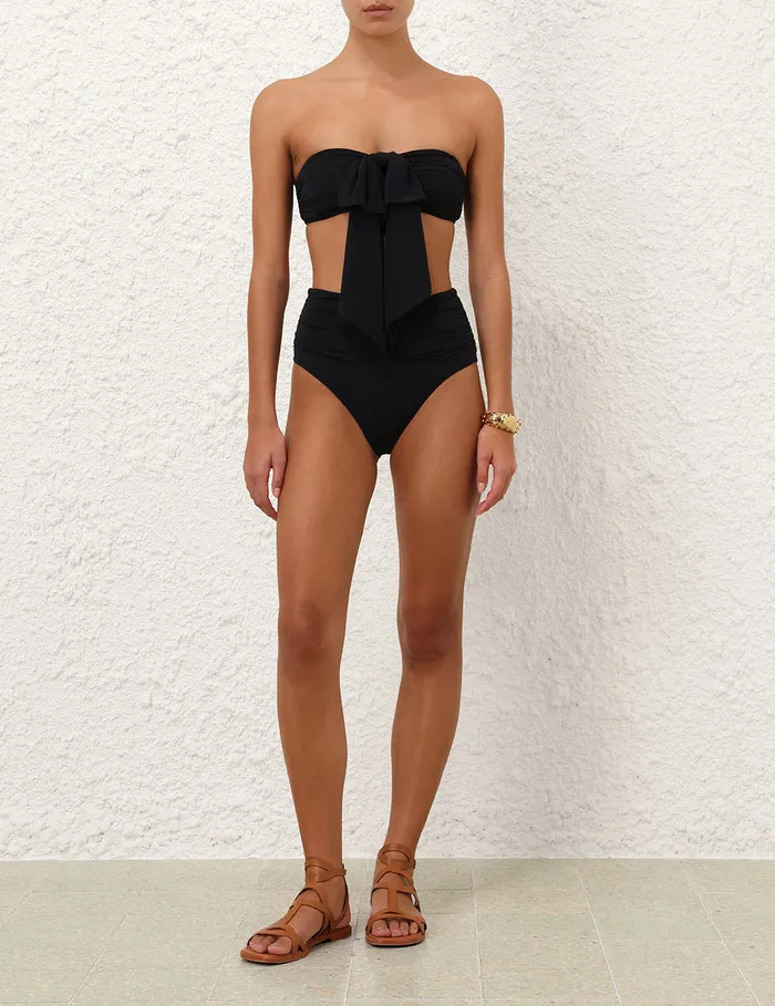 Women Zimmermann Bikinis Tallow Drape High Waist Pant Black