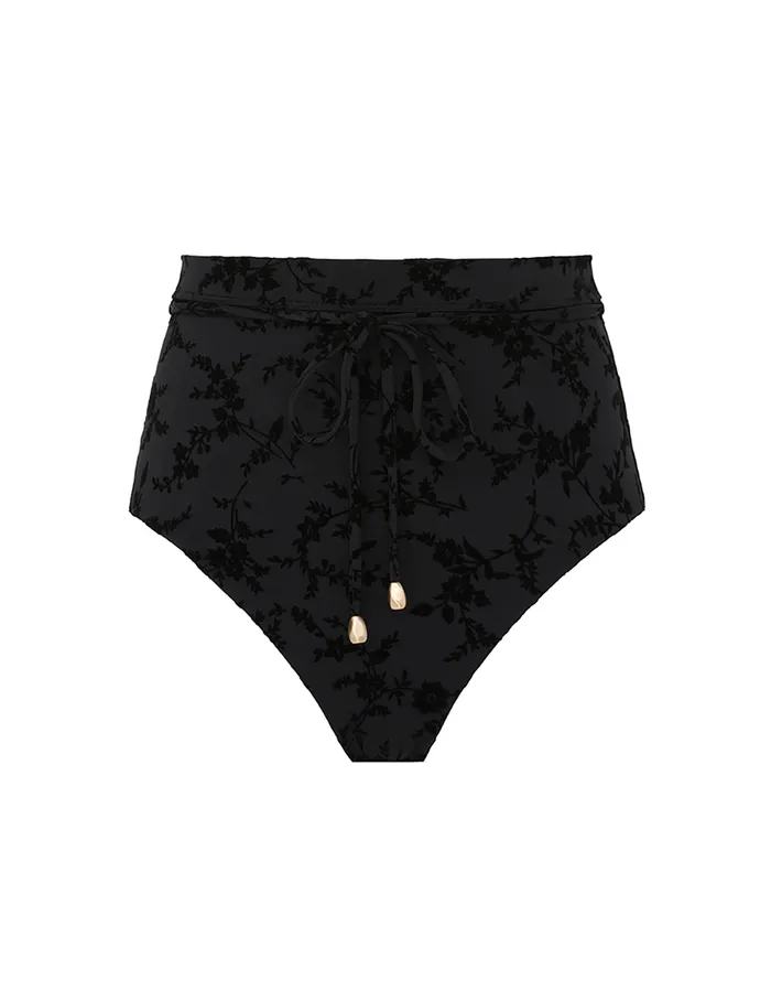 Women Zimmermann Bikinis Wylie Textured High Waist Pant Black