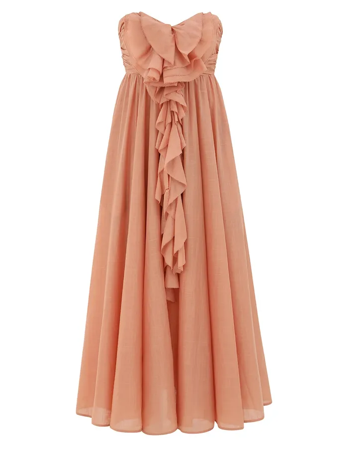 Women Zimmermann Clothing Acacia Ruffle Maxi Dress Tan